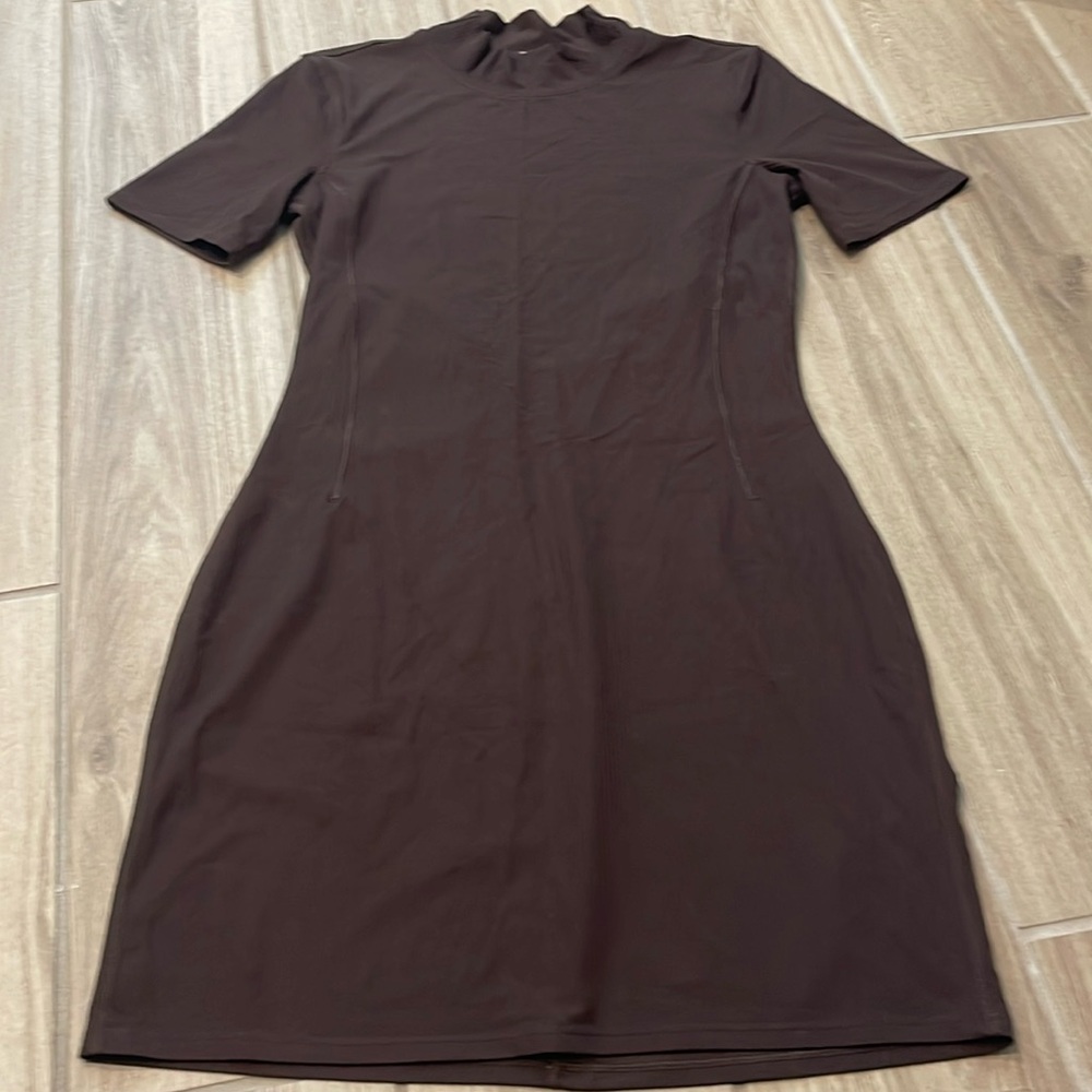 Lululemon All Aligned Ribbed Short-Sleeve Dress Espresso Sz 6 - Picture 5 of 9